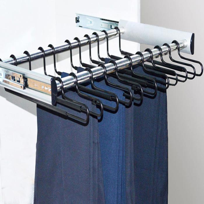 Volo Pull Out Pant Rack Hanger Bar Aluminum Alloy Pull Out Trouser RackSize   900mm Gas lift Hydraulic Price in India  Buy Volo Pull Out Pant Rack  Hanger Bar Aluminum Alloy