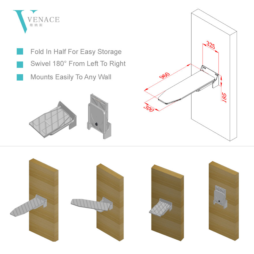 Wall mounted Folding Ironing BoardLaundryIroning Venace Household