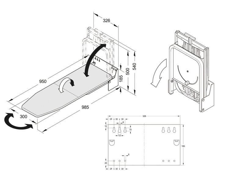 Wall Mounted Ironing Board Size