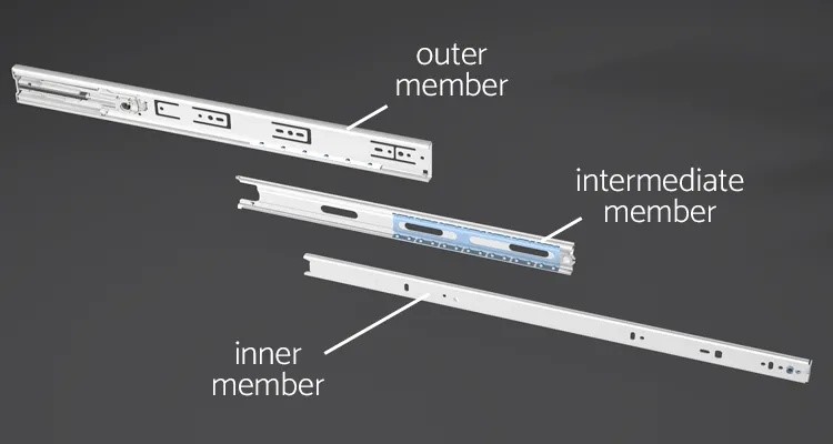 3 Section Ball Bearing Drawer Slides Class 2