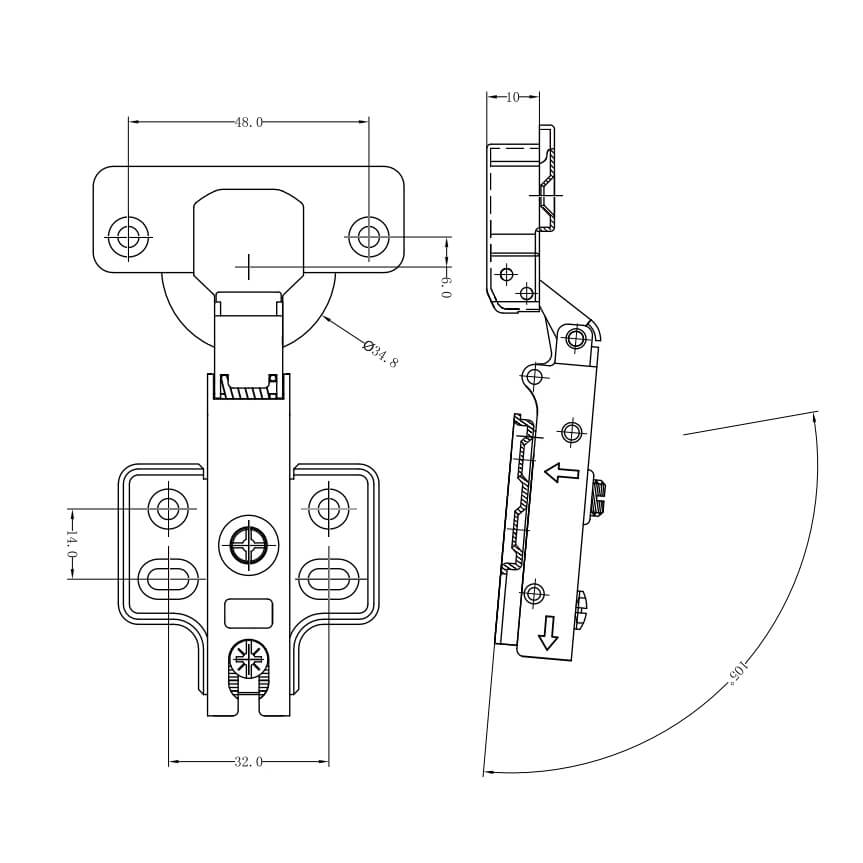 35Φ Concealed Hinge Size 800