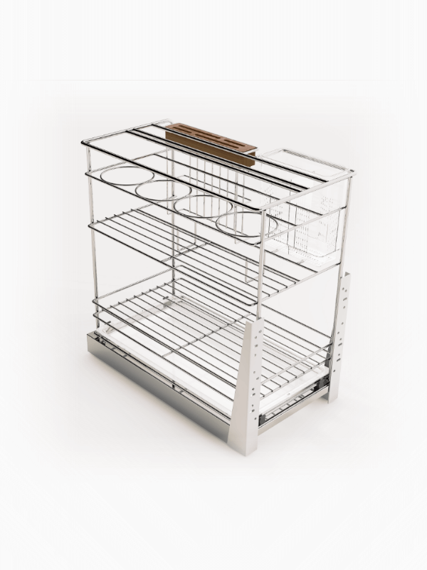 Base Cabinet Pull Out Basket With Knife Holder And Utensil Bin 600800