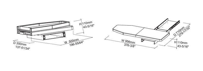 Folding pull out ironing board open and stored dimensions