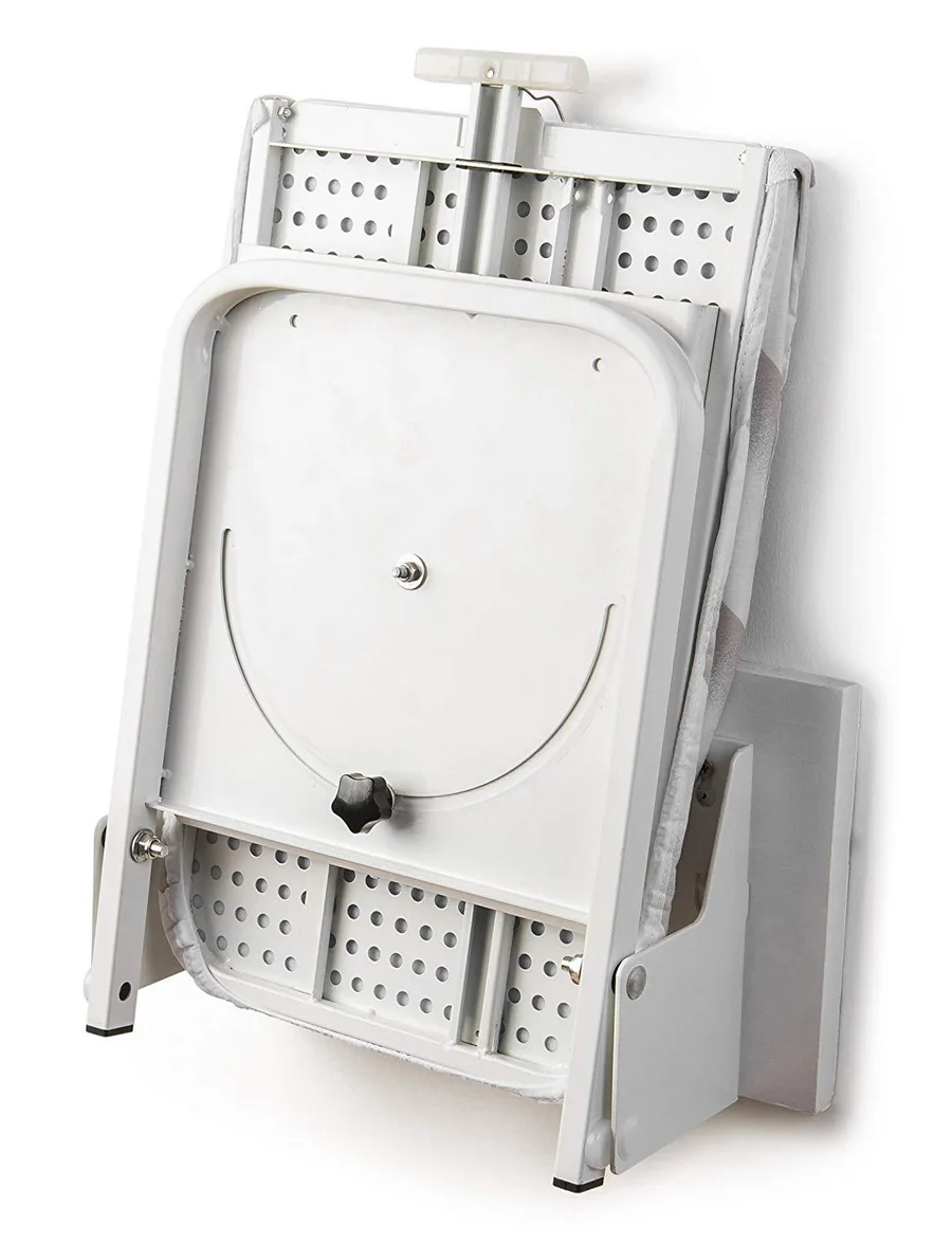 Folded wall mounted ironing board rear mechanism