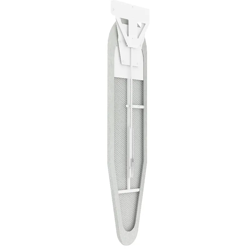 Wall mounted ironing board folded vertically